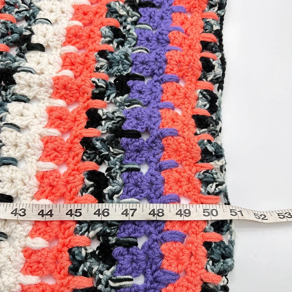 Handmade Crochet Granny Afghan throw Blanket Vibrant black purple green orange‎
